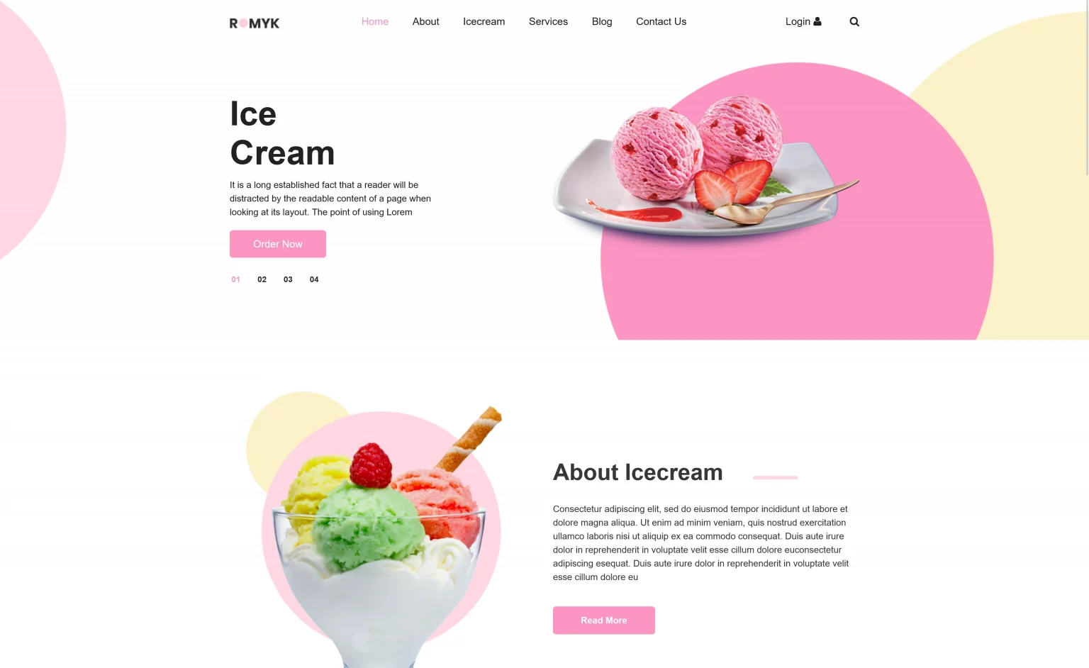 Romyk – Free Bootstrap 4 Ice Cream Parlor Website Template