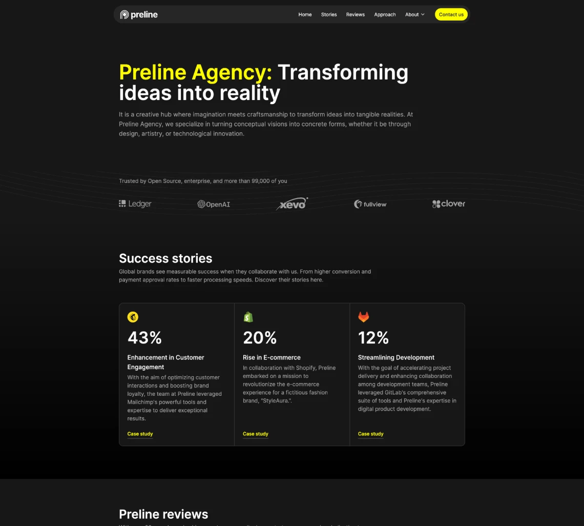 Preline Agency: Transforming ideas into reality (tailwindCSS)